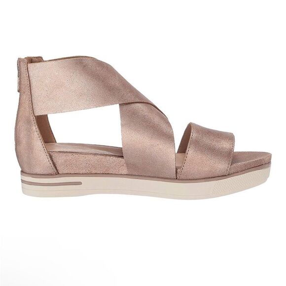 Eileen Fisher Women's Sport Platinum Frozen Metallic Suede Sandals Sz 8.5 - Picture 2 of 16
